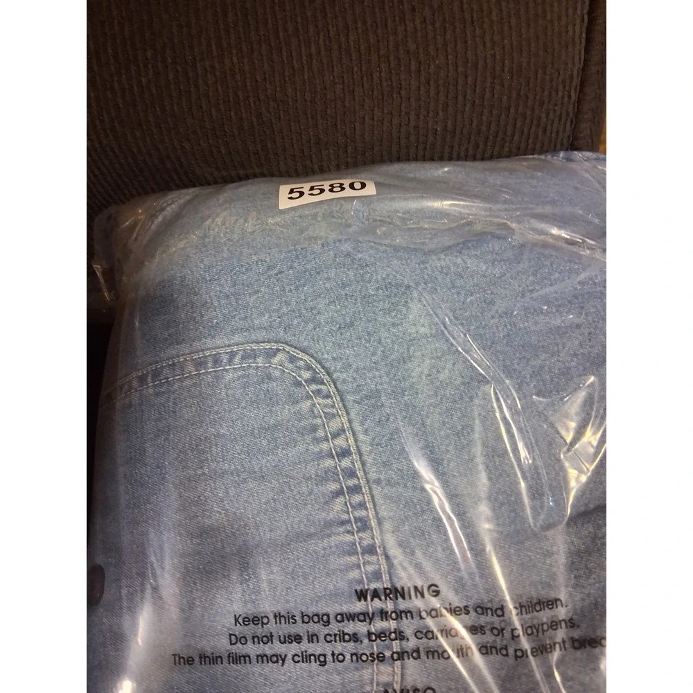 Levi Strauss Mens XL Denim Shirt Jacket Plaid Fleece Lined Light Wash Blue - Picture 7 of 7